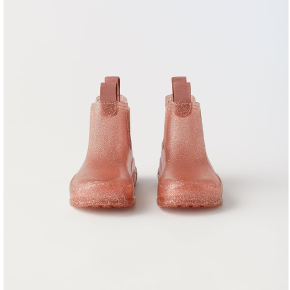 NWT Zara Size 6.5 toddler pink glitter rainboots - Picture 2 of 6
